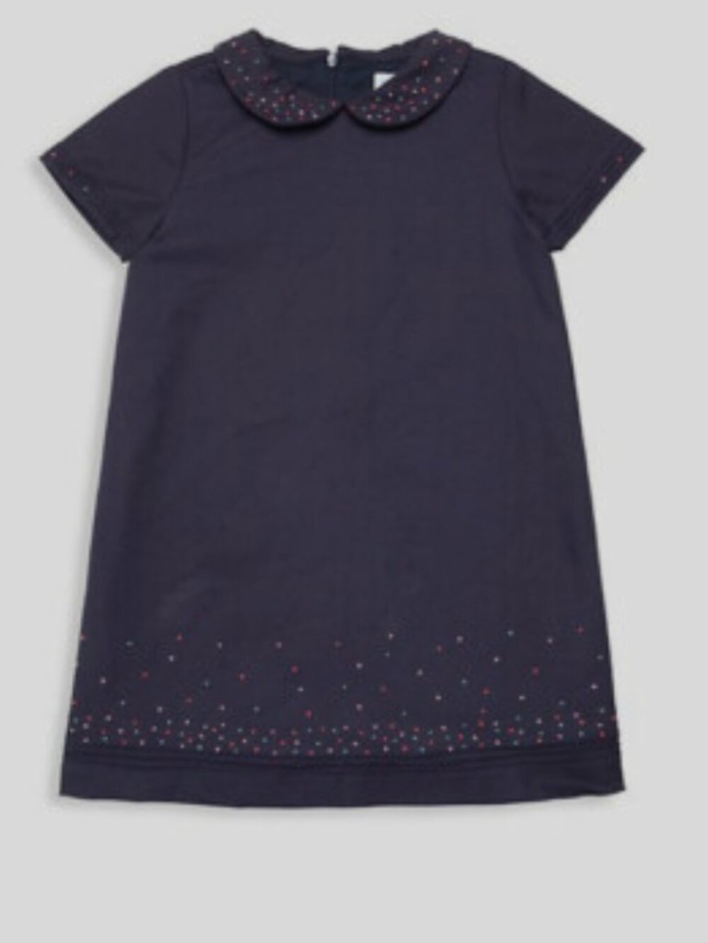 Luli & Me, baby girl's size 18M, navy short sleeve confetti A-line, lined dress.